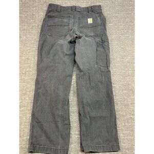 Carhartt Work Pants Relaxed Fit Rugged Flex Work Gray Canvas 5 Pocket Mens 33x30